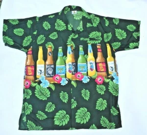 Barefoot Attitude Island Hawaiian Button Down Shirt Beer Size M - Picture 1 of 8