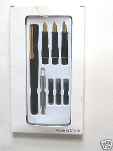 Calligraphy Set from China - Three Tips, Cartridges, Holder - in Original Box - Picture 1 of 7