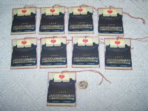 9-Valentine's Day-Primitive-Typewriter-Journal-Linen Cardstock-Gift-Hang-Tags - Picture 1 of 1