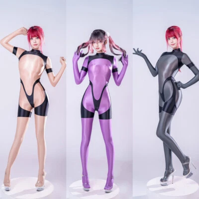 Damen Strampler Overalls Ganzkörper Catsuit Einteilig Bodysuit Karneval Cosplay - Bild 1 von 4