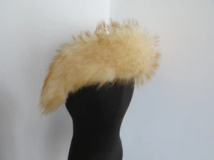 100% Real Piel de Mapache Capucha Cuello/Envoltura de Cuello/Unisex Chaqueta Gorra Cuello Beige  - Imagen 1 de 5