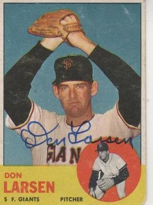 DON LARSEN SIGNED 1963 TOPPS #163 - SAN FRANCISCO GIANTS - Picture 1 of 1