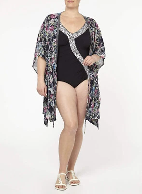 BLACK ANITA JOSETTA WRAPOVER RUCHED LEOPARD SWIMSUIT SIZE 40D NEW CONTROL Foto 1 de 3