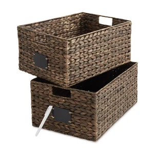 2pk Hyacinth 12.5x17x8 Pantry Baskets, Wicker Kitchen Cabinet Storage, Espresso - Picture 1 of 1