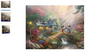 Thomas Kinkade & Disney - Mickey/Minnie Sweetheart Bridge 750 piece puzzle - Picture 1 of 1