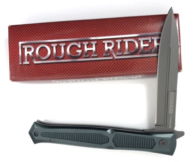 Cuchillo de bloqueo de revestimiento de titanio Rough Rider Stiletto asas de aluminio + caja 10747-P Foto 1 de 4