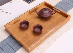 BAMBOO SERVING TRAY With Handle Tea Coffee Table Breakfast Gift Present New - Bild 1 von 3