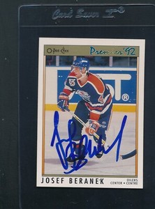 1991/92 O-Pee-Chee Premier #149 Josef Beranek Oilers Signed Auto *C2392