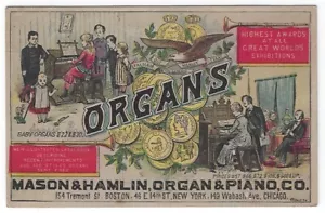 Vintage Trade Card Advertising MASON & HAMLIN ORGAN & PIANO CO. - Picture 1 of 2