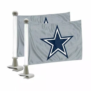 Dallas Cowboys Grey Double Sided Car Hood / Trunk Flags 4'' x 6'' - 2 PC - Picture 1 of 2