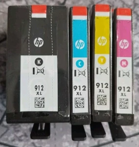 4 x Oryginalny HP 912XL Czarny Cyan Purpurpurowy Żółty. Wkłady atramentowe 3YP34AE - Zdjęcie 1 z 7