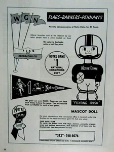 1978 Notre Dame WGN VTG Novelty Bobble Head Pennants Original Print Ad 8.5 x 11" - Picture 1 of 9
