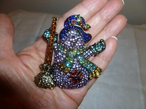 High End STYLE KRISTALL "Lavendel Schneemann" BROSCHE ANSTECKNADEL - Bild 1 von 5