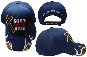 God's Not Dead Hat Ball Cap I Love Heart Jesus BLUE Christian Cross - Picture 1 of 6