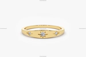 Anello di fidanzamento diamante diamante oro giallo 14k fascia di fidanzamento fidanzamento diamante per donna - Foto 1 di 5
