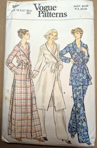VOGUE Vintage 9859 Misses' Loose-Fitting Front Wrap Robe Pants Sz 10 Uncut - Picture 1 of 3