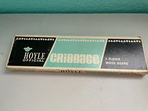 Vintage Hoyle Cribbage Board 2 Player Game Walnut W/Pegs - Picture 1 of 6
