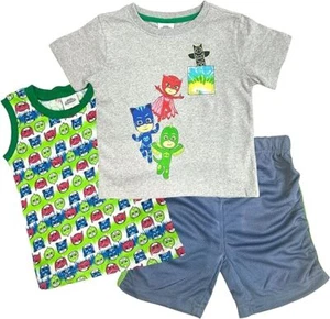 PJ Masks Boys' 3 Piece Short Set Green Size 2T, 3T, 4T, 4, 5, 6, 7 Toddler Kids - Picture 1 of 4