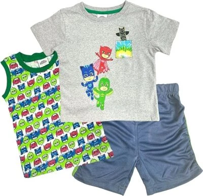 PJ Masks Boys' 3 Piece Short Set Green Size 2T, 3T, 4T, 4, 5, 6, 7 Toddler Kids - Image 1 of 4