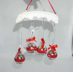 Ganz Ornament Hanger Holder White Glitter Snow Holds 4 Ornaments Can Personalize - Picture 1 of 4