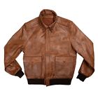 Fivestar Goatskin Leather Repro Jacket Bomber Type A-2 Brown Pockets Men's Small