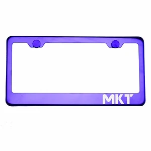 Purple Chrome License Plate Frame MKT Laser Etched Metal Screw Cap - Bild 1 von 8