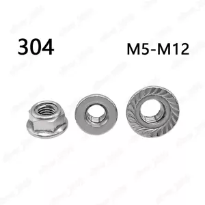 304 Acero Inoxidable Tipo de Par Predominante Tuercas Hexagonales Brida Serrada - Imagen 1 de 6