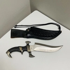 Vintage 1993 Hibben Knives UC700 Raven Fantasy Bowie Knife w/ Leather Sheath SE - Picture 1 of 9