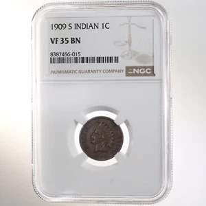 1909 S Indian Head 1C NGC Certified VF 35 BN - Picture 1 of 2
