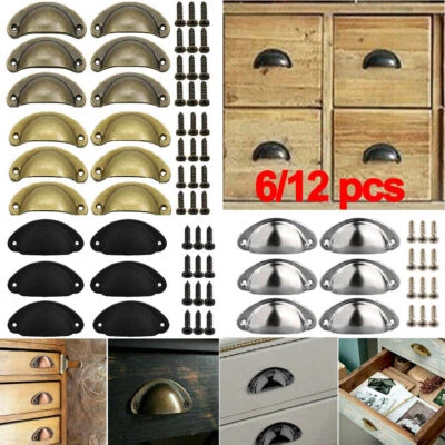 6/12Pcs Cup Pull Shell Handles Half Moon Kitchen Cupboard Cabinet Door Drawer UK - Image 1 of 4