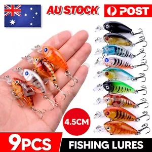 9x Fishing Lures For Bream Bass Trout Redfin Perch Cod Flathead Whiting Tackle - Picture 1 of 9