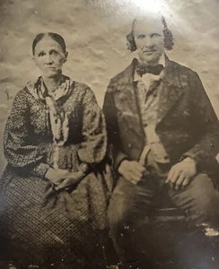 ANTICO TIPO DI TINTA DI SPAVENTOSO NONNA E NONNO CON RICCIOLI - Foto 1 di 2