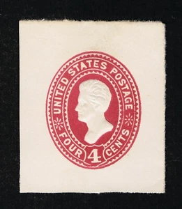 GENUINE SCOTT #U324 MINT 1887-94 CARMINE ANDREW JACKSON LARGE CUT SQUARE #17358 - Picture 1 of 2