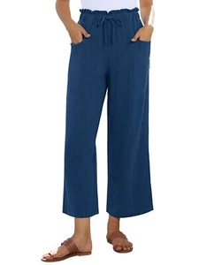 Womens Wide Leg Lounge Pant with Pockets Lightweight High Waisted Loose Trouser - Picture 1 of 11