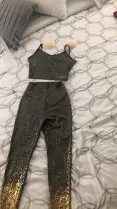 Womens Sexy Sports Bra Textured Workout Crop Top High Waist Leggings Fitness Set - Picture 1 of 5