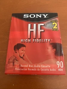 Sony High Fidelity HF 90 Minute Blank Audio Cassette Tapes. 2 Pack New Sealed - Picture 1 of 6