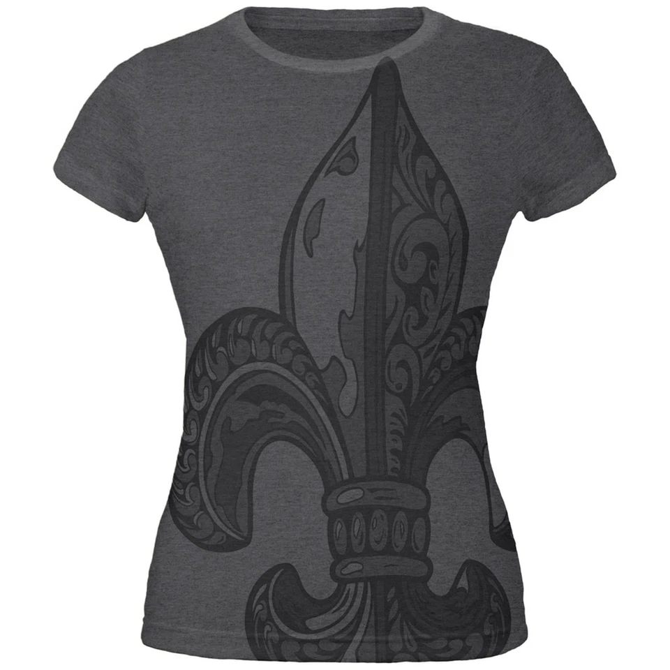 Camiseta suave Mardi Gras ornamentada flor de lis todo brezo oscuro para jóvenes Foto 1 de 1