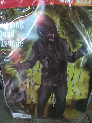 Nuevo Burning Burnt Dead Zombie Monster Ghoul Máscara Hombre Med Disfraz de Halloween Foto 1 de 4