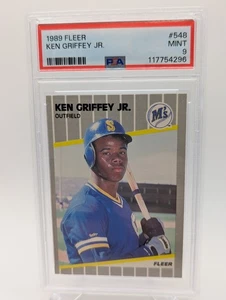 1989 Fleer Ken Griffey Jr. Rookie Card #548 Graded MINT PSA 9 Seattle Mariners - Picture 1 of 2