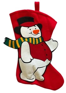Santa's Best Weihnachtsstrumpf Schneemann 16 Zoll rot Filz - Bild 1 von 4