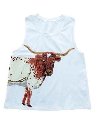 SPARKLE CITY WRAP AROUND Longhorn Tank Shirt Womens Shirt Small S - Image 1 of 4