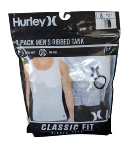 Hurley Classic Ribbed Tank Top 3-Pack Mens Black White Grey Gray Small 36"  - Picture 1 of 4