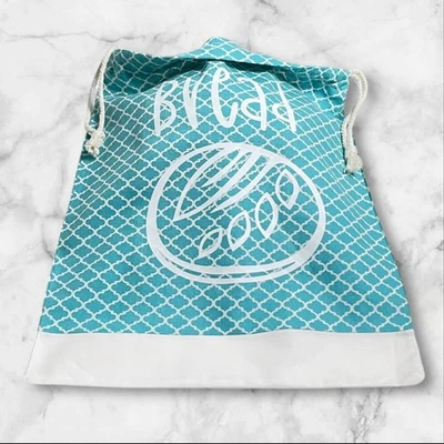 Бирюзовый и белый ручной работы хлопок льняной хлеб сумка, закваски хлеб сумка для хранения - Изображение 1 из 4