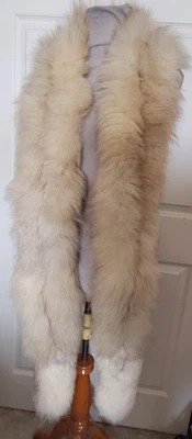 Hermoso cuello largo de estola de boa de piel de zorro 89 pulgadas de largo forrado Foto 1 de 4