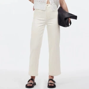 Madewell Emmett Wide-Leg Crop Jean Welt Pocket Edition Piastrella Bianca Taglia 31 P Nuovo con etichette - Foto 1 di 8