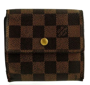 Authentische Louis Vuitton LV Damier Ebene Leder dreifach faltbare kompakte Clutch Geldbörse - Bild 1 von 8