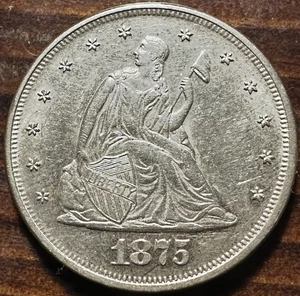 1875 United States 20 Cent Silver Piece Nice Lustrous Coin - Picture 1 of 2