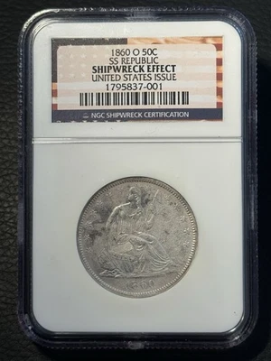 1860-O Seated Liberty Half Dollar SS REPUBLIC NGC Shipwreck United States Issue - Image 1 of 4