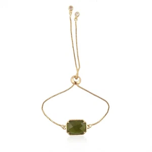 Brazalete de moldavita con cadena de caja chapada en oro circonita para regalo joyería - Imagen 1 de 16