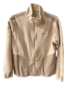 Lacoste Damen durchgehender Reißverschluss cremefarben Fleece leicht UK Größe 46 US Größe 14 - Bild 1 von 3